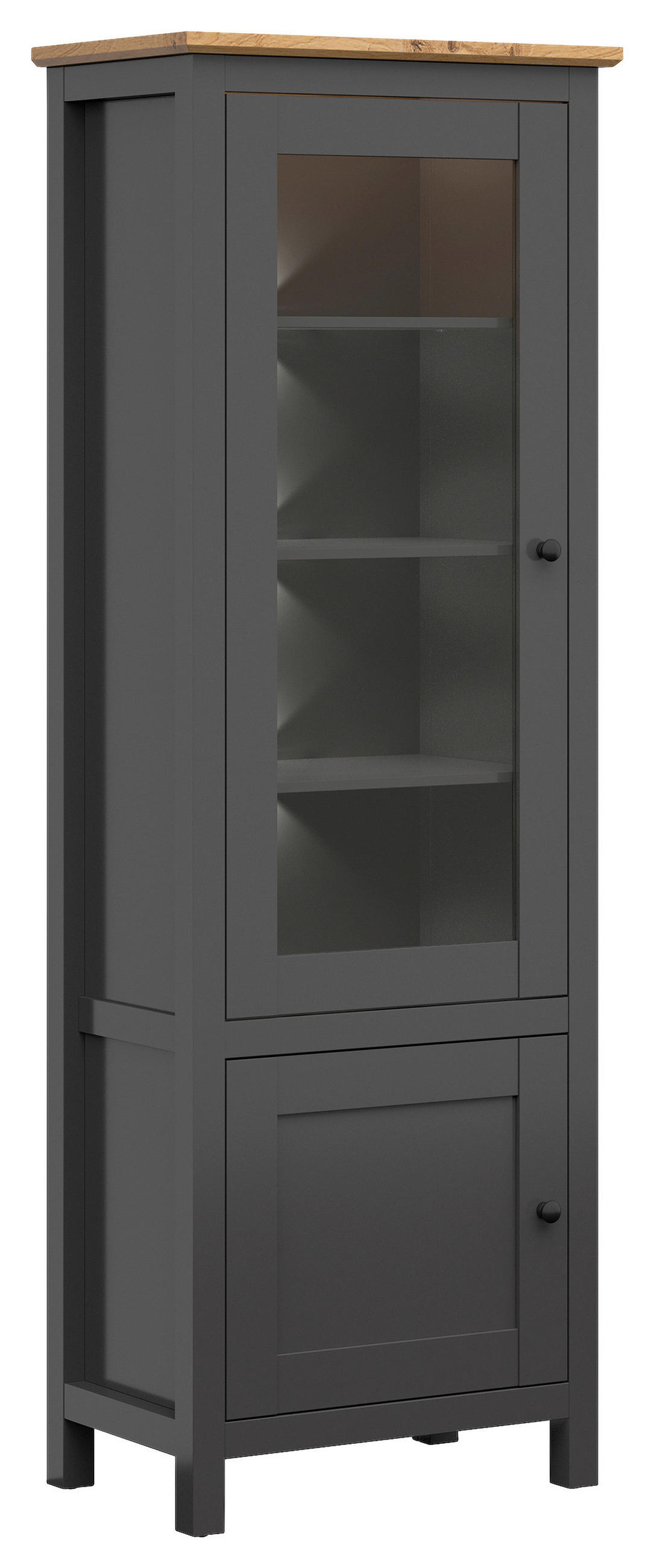 VITRINE in Graphitfarben, Eiche Artisan  - Schwarz/Graphitfarben, Design, Glas/Holzwerkstoff (71/203/44cm)