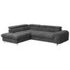 ECKSOFA in Mikrofaser Dunkelgrau  - Chromfarben/Dunkelgrau, Konventionell, Textil/Metall (206/257cm) - Livetastic