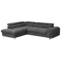 ECKSOFA in Mikrofaser Dunkelgrau  - Chromfarben/Dunkelgrau, Konventionell, Textil/Metall (206/257cm) - Livetastic