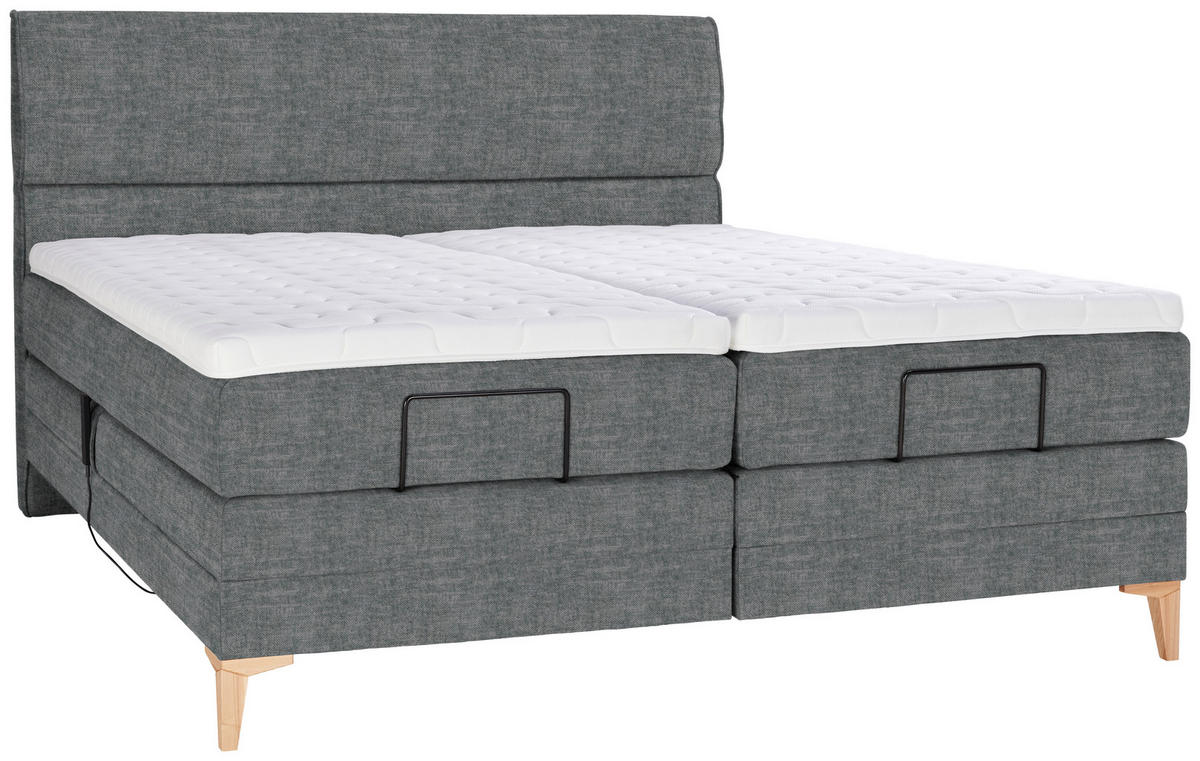 BOXSPRINGBETT 180/200 cm  in Dunkelgrau  - Eichefarben/Dunkelgrau, Konventionell, Holz/Textil (180/200cm) - Voleo