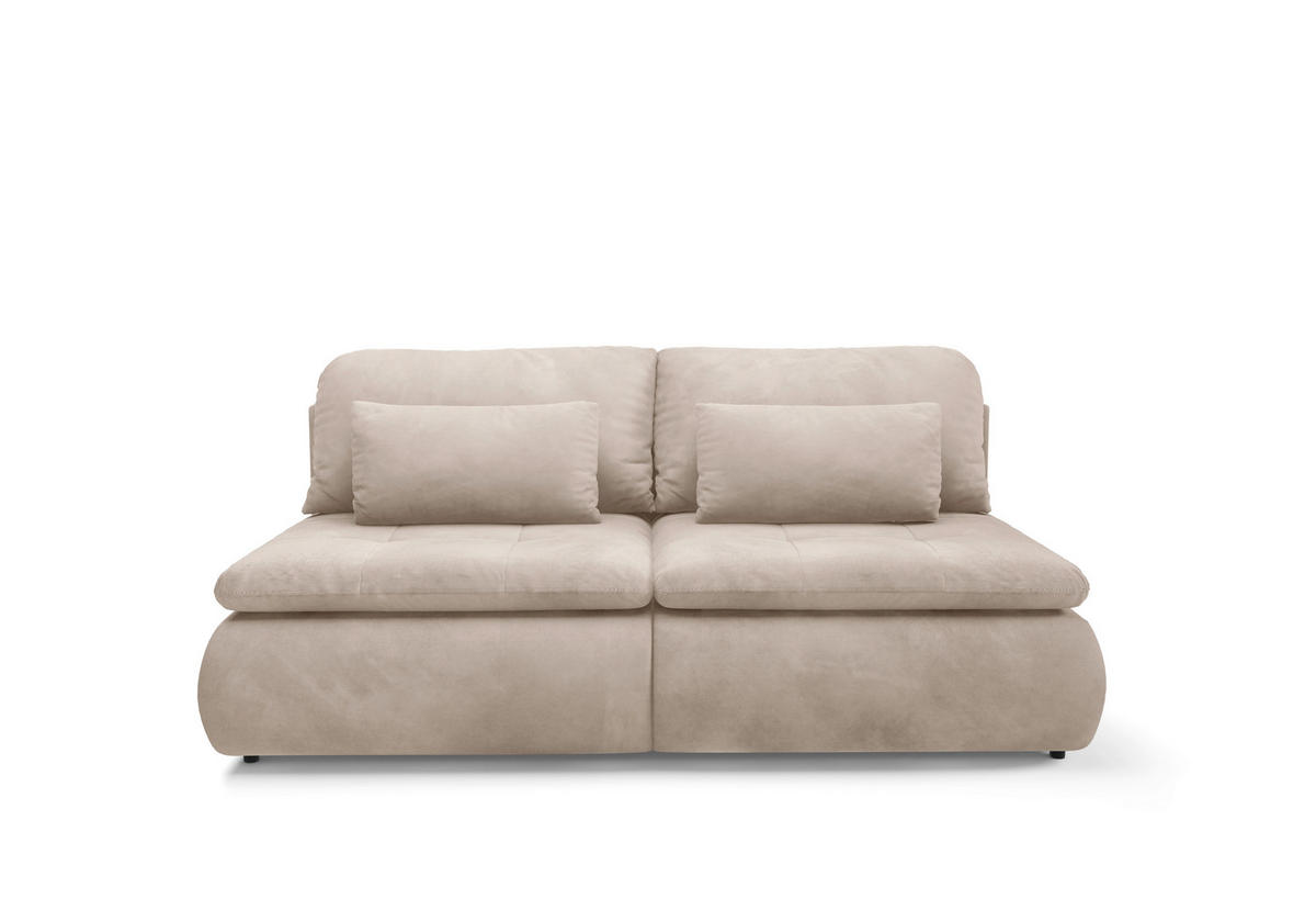 SCHLAFSOFA MYSTIC  mit Plüsch Beige  - Beige/Schwarz, Design, Kunststoff/Textil (220/94/114cm) - Livetastic