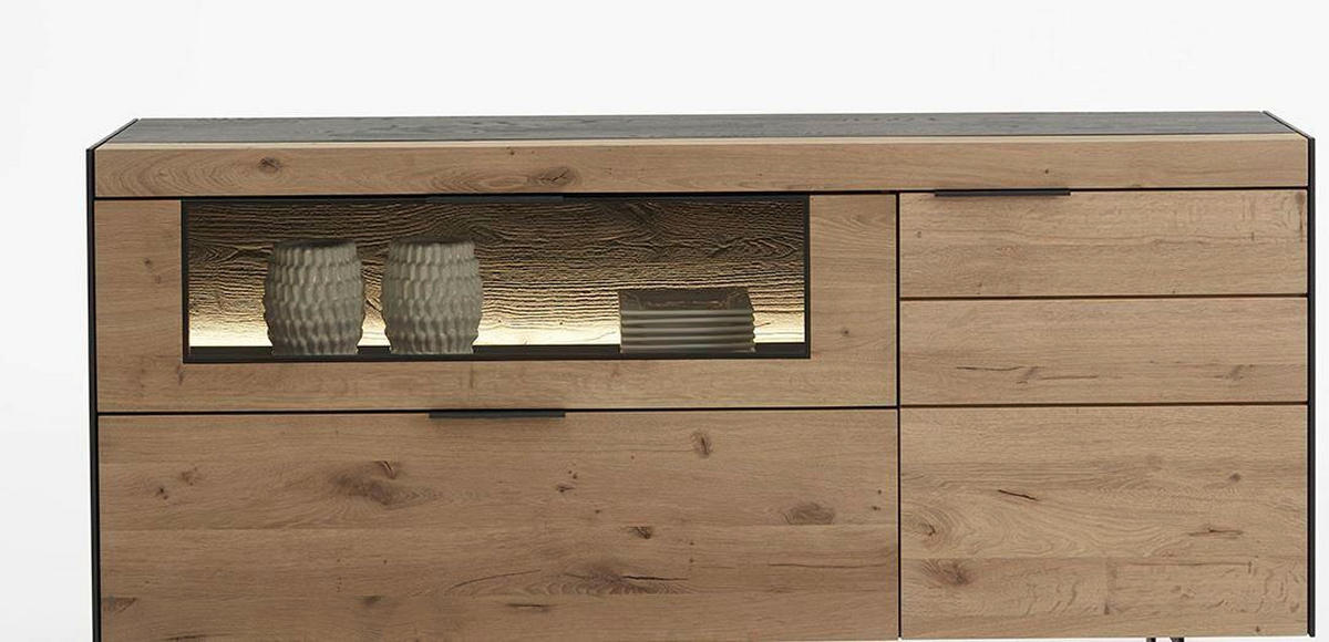 SIDEBOARD Anthrazit, Eichefarben  181/79/44 cm  - Eichefarben/Anthrazit, KONVENTIONELL, Holz/Metall (181/79/44cm) - Schöner Wohnen