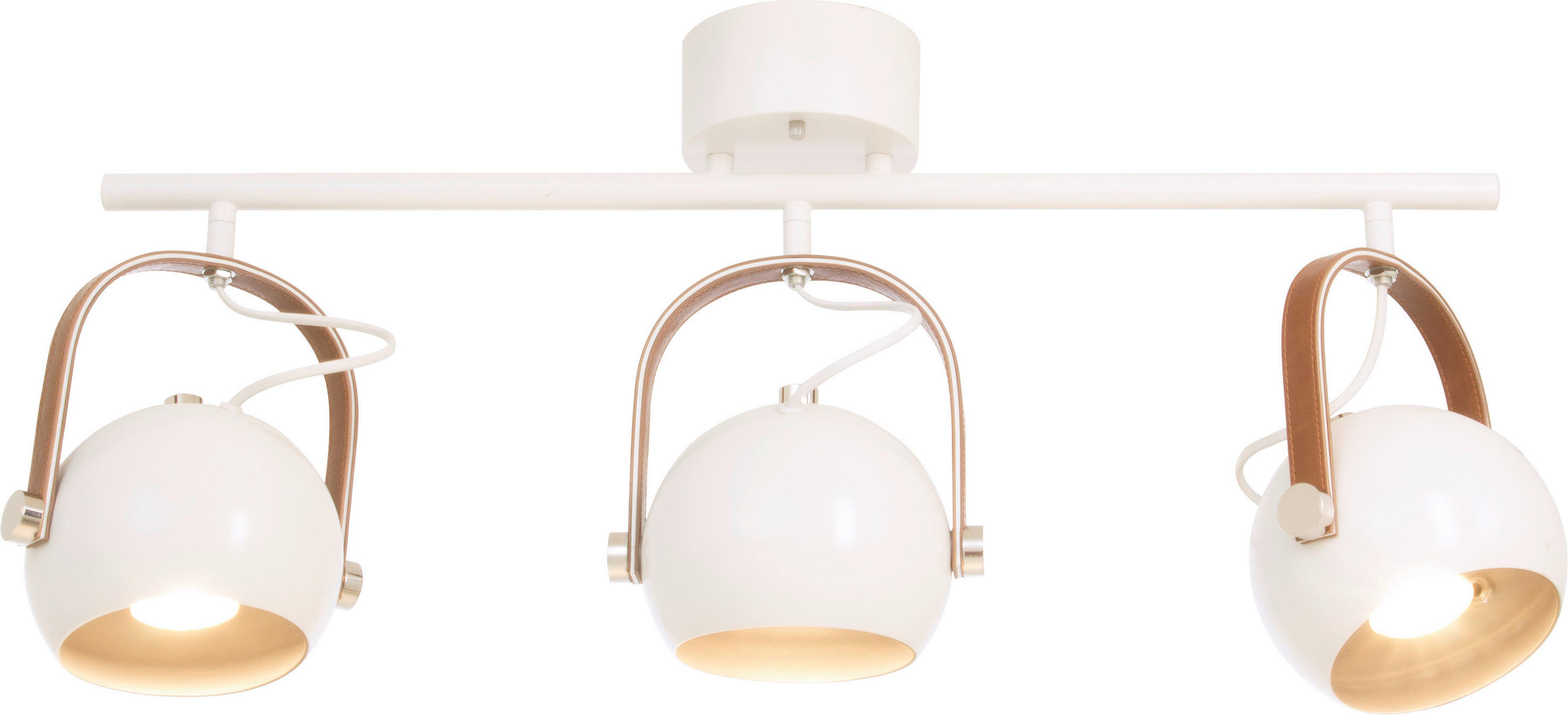 TAKLAMPA  - vit/brun, Design, metall/textil (76/32/15cm)