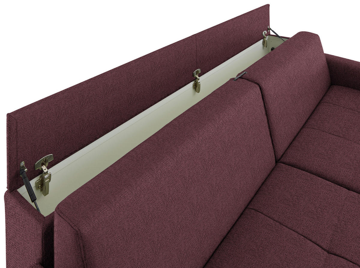 SCHLAFSOFA  in Flachgewebe Weinrot  - Weinrot/Schwarz, KONVENTIONELL, Textil/Metall (232/77/116cm) - Dieter Knoll