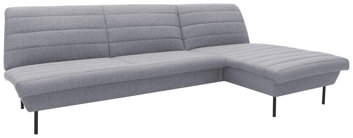 ECKSOFA in Webstoff Grau, Hellblau  274/168 cm  - Schwarz/Grau, Design, Textil/Metall (274/168cm) - LOOKS by W.Joop