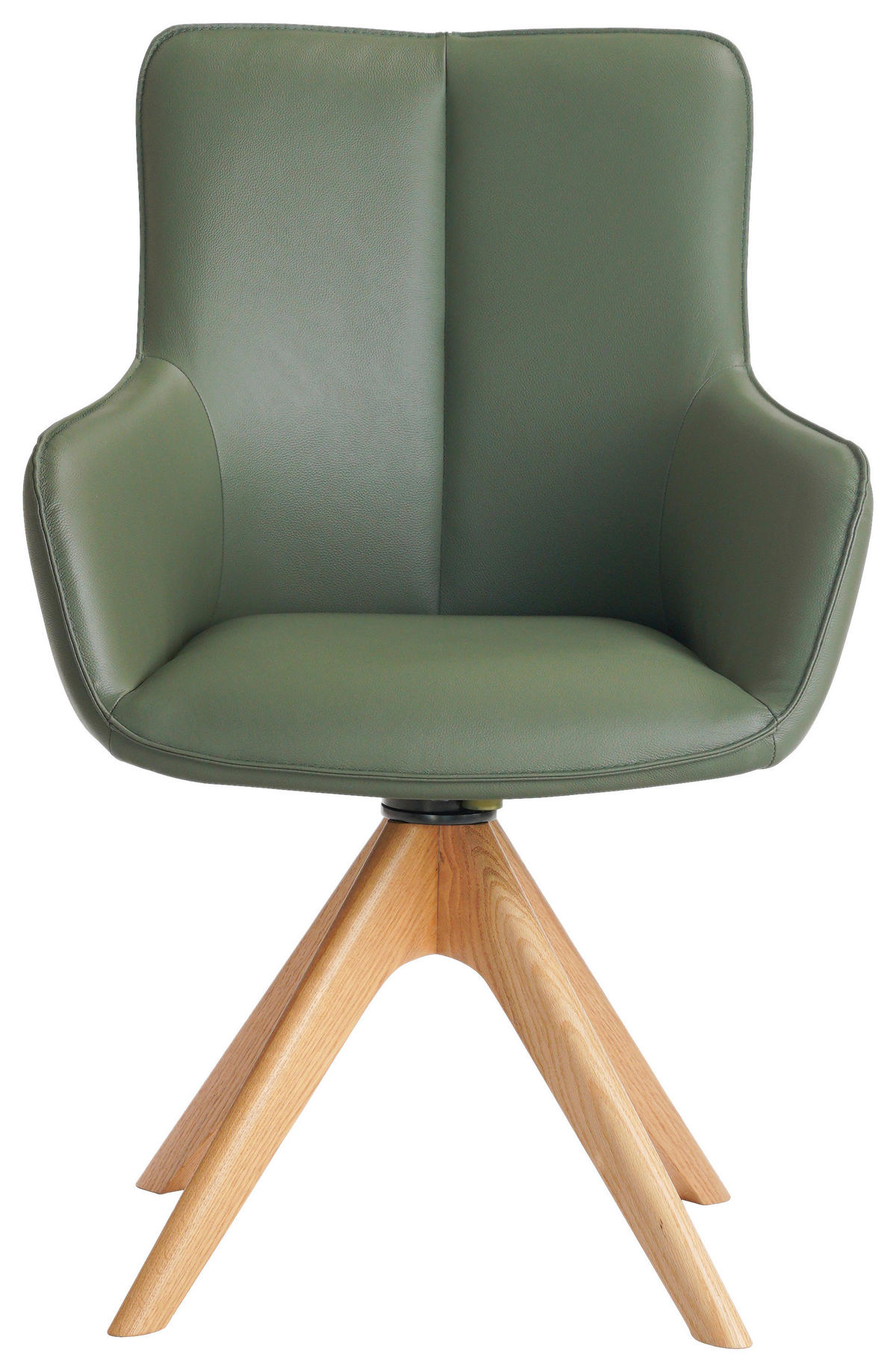 ARMLEHNSTUHL in Holz, Metall, Leder Grün  - Eichefarben/Grün, MODERN, Leder/Holz (64/87/60cm) - Novel