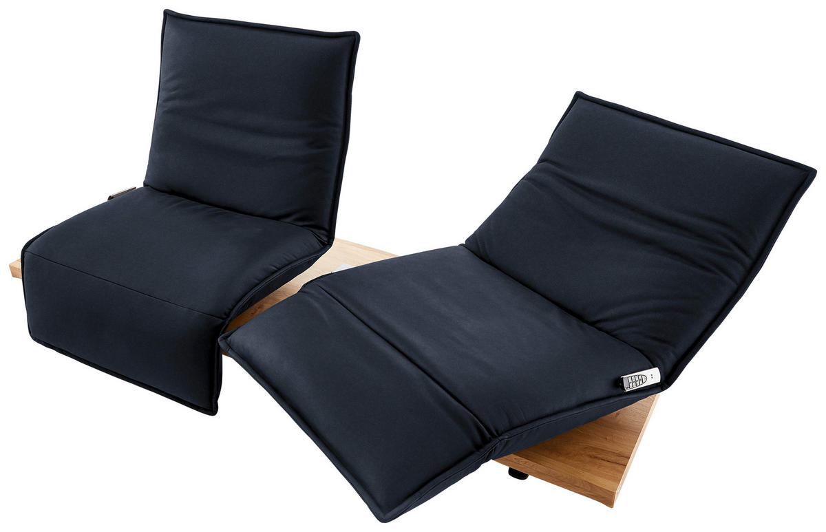 2-SITZER-SOFA in Echtleder Dunkelblau  - Eichefarben/Schwarz, Natur, Leder/Holz (240/63/115cm) - Koinor