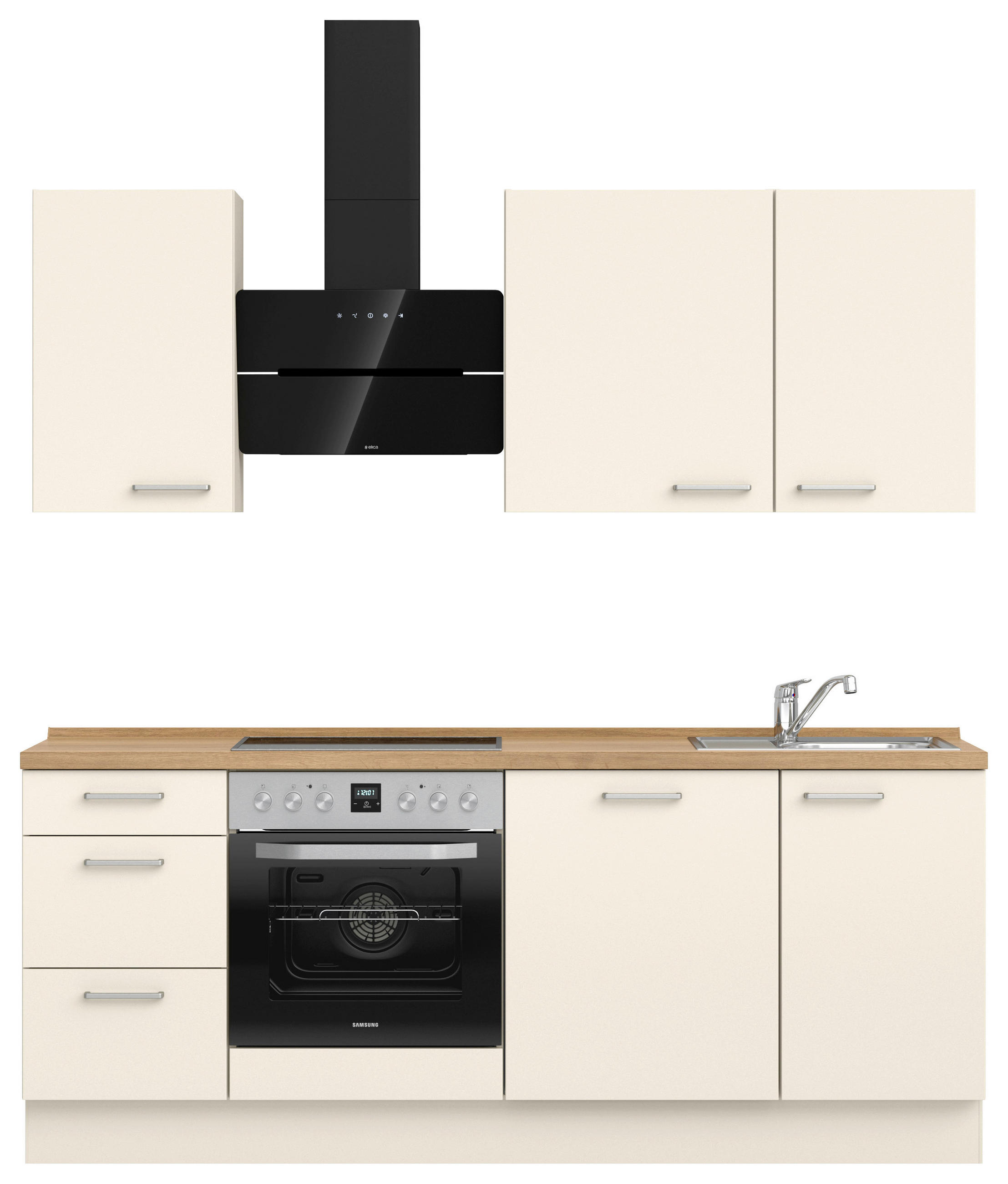 KÜCHENLEERBLOCK 210 cm   in Eichefarben, Magnolie  - Edelstahlfarben/Eichefarben, MODERN, Holzwerkstoff/Metall (210cm) - Nobilia