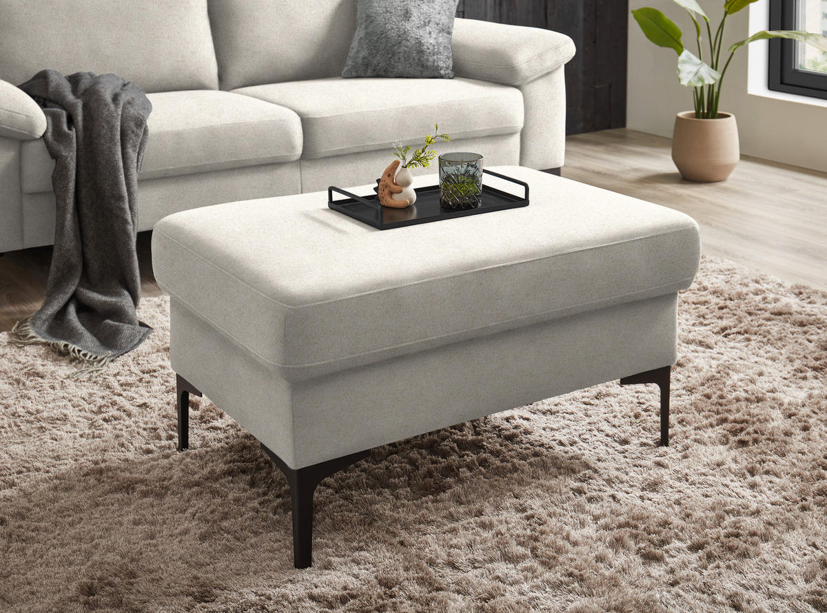 2,5-SITZER in Flachgewebe Naturfarben, Beige  - Beige/Schwarz, Design, Textil/Metall (206/86/97cm) - Pure Home Lifestyle