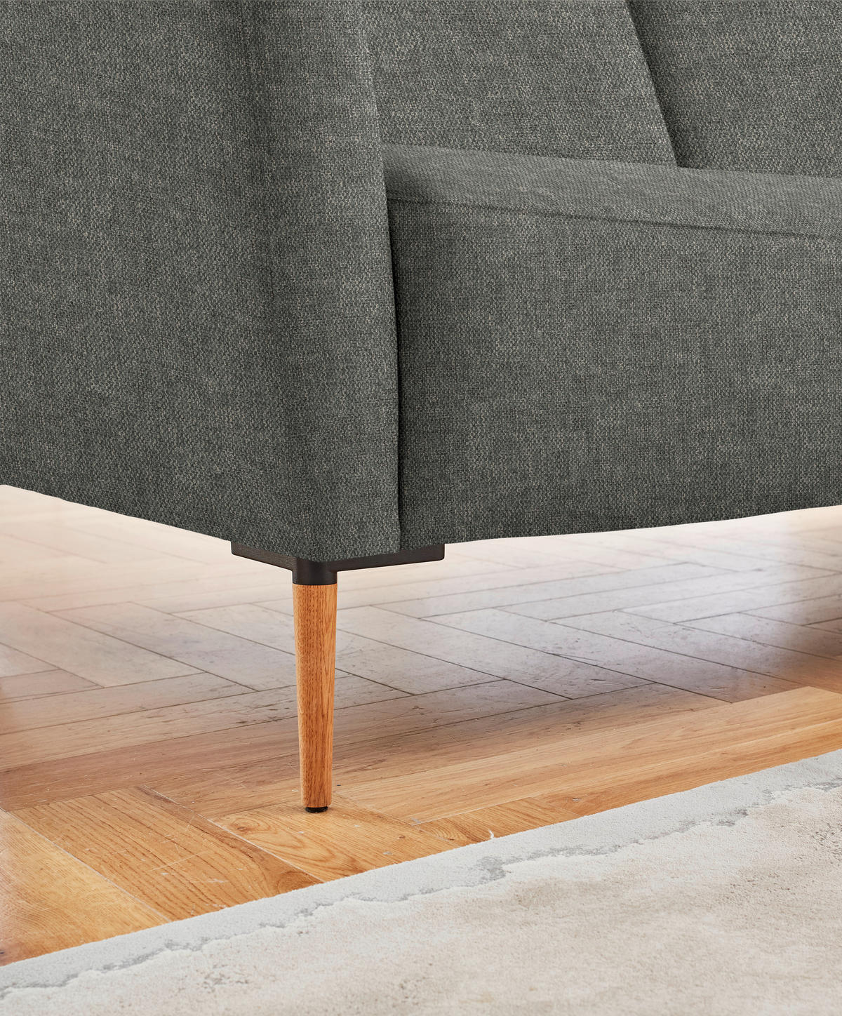 ECKSOFA  in Flachgewebe Grau  238/186 cm  - Eichefarben/Grau, Design, Holz/Textil (238/186cm) - Valnatura