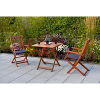 GARTENTISCHGRUPPE EukalyptusholzHartholz  - Eukalyptusholzfarben/Grau, KONVENTIONELL, Holz/Textil - Gardenson