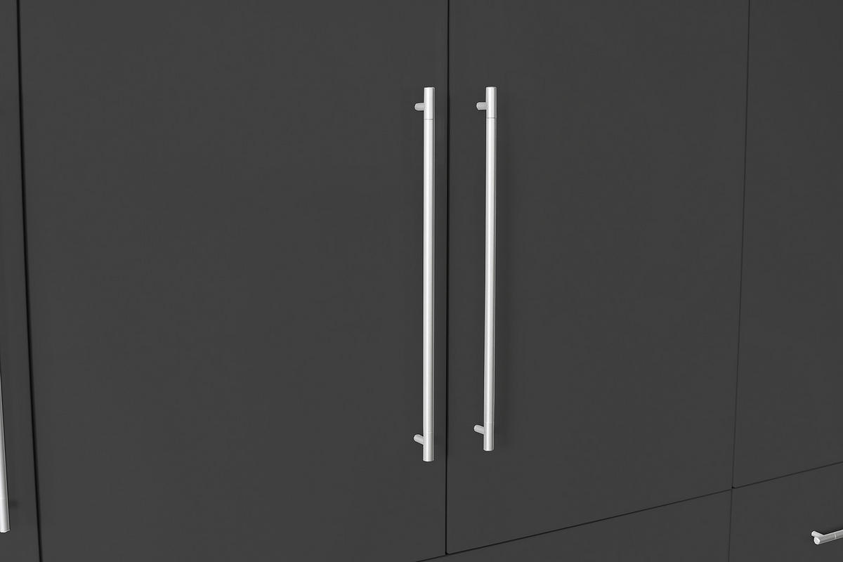 GARDEROB MED GÅNGJÄRN 244/218,6/59,4 cm 5-dörrar - aluminiumfärg/antracit högglans, Klassisk, metall/trämaterial (244/218,6/59,4cm) - Best Price