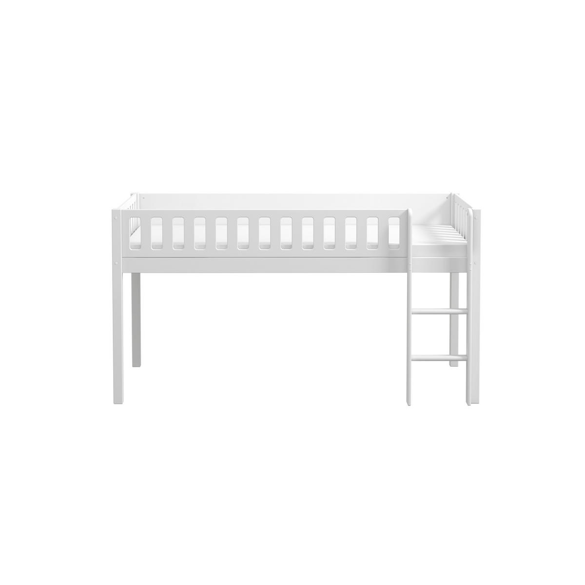 HOCHBETT 90/200 cm,  in Absturzsicherung, Leiter, Rollrost  - Weiß, MODERN, Holz (90/200cm) - Chameo