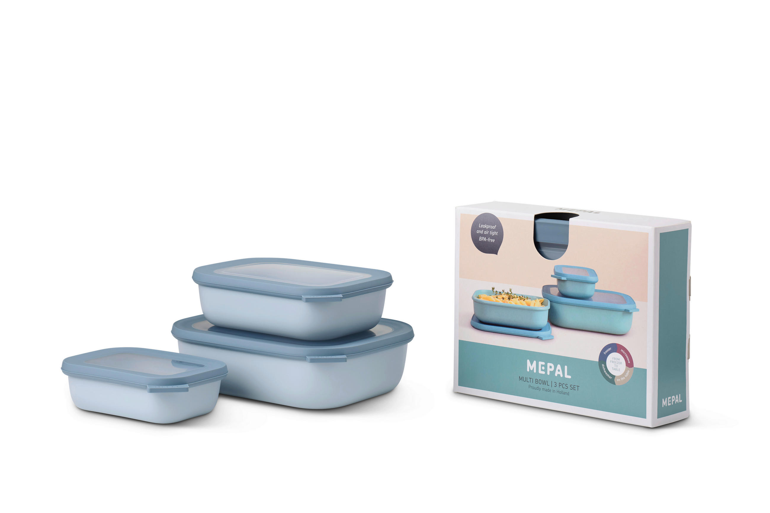 VORRATSDOSENSET - Blau, Basics, Kunststoff (25,0/20,0/7,0cm) - Mepal
