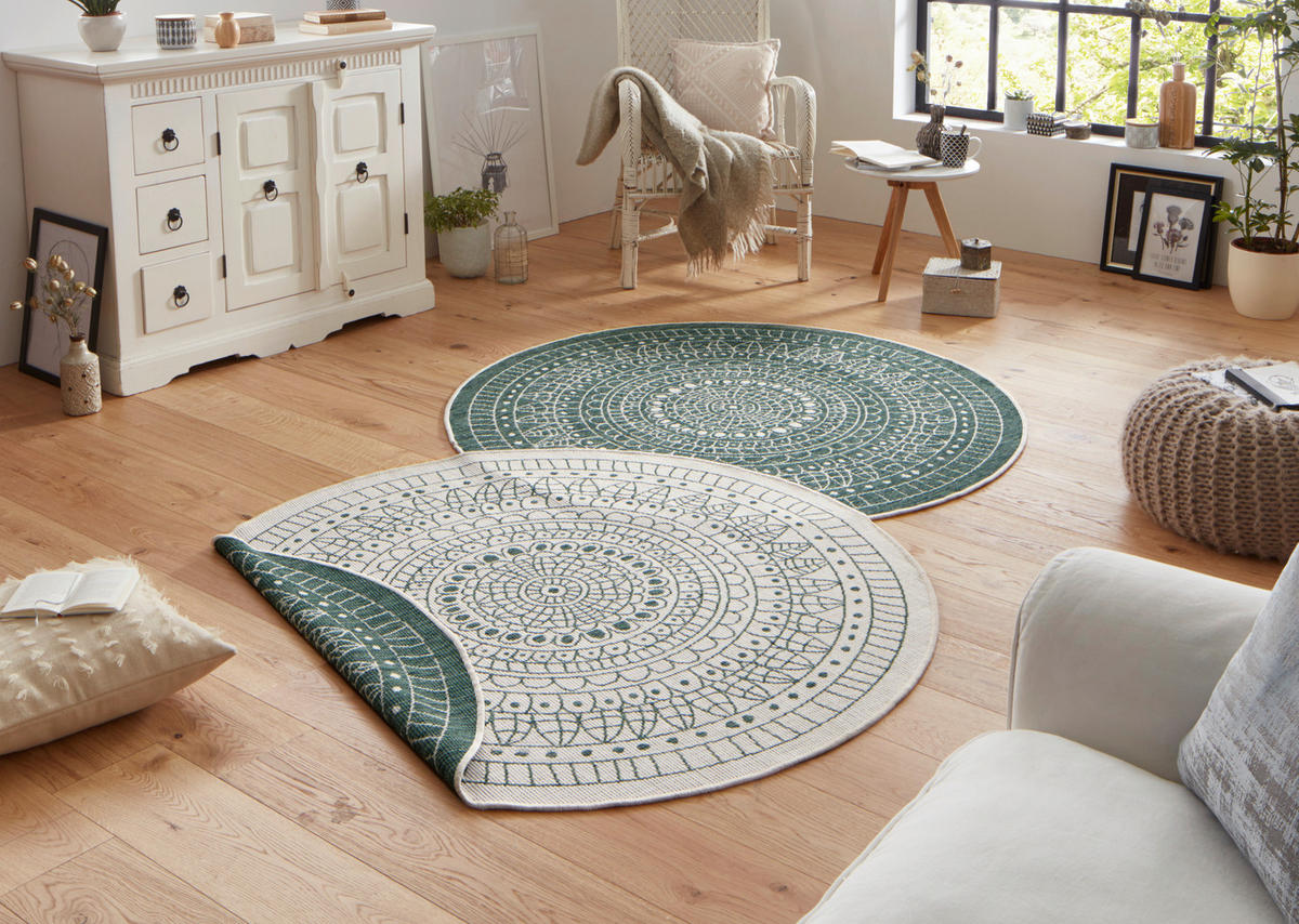 OUTDOORTEPPICH 240 cm Twin Dunkelgrün, Creme  - Dunkelgrün/Creme, Design, Kunststoff (240cm) - Hanse Home