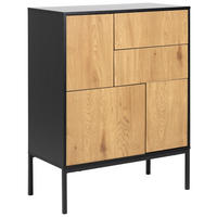 KOMMODE Seaford  in 80/103/40 cm  - Wildeiche/Schwarz, MODERN, Holzwerkstoff/Metall (80/103/40cm)
