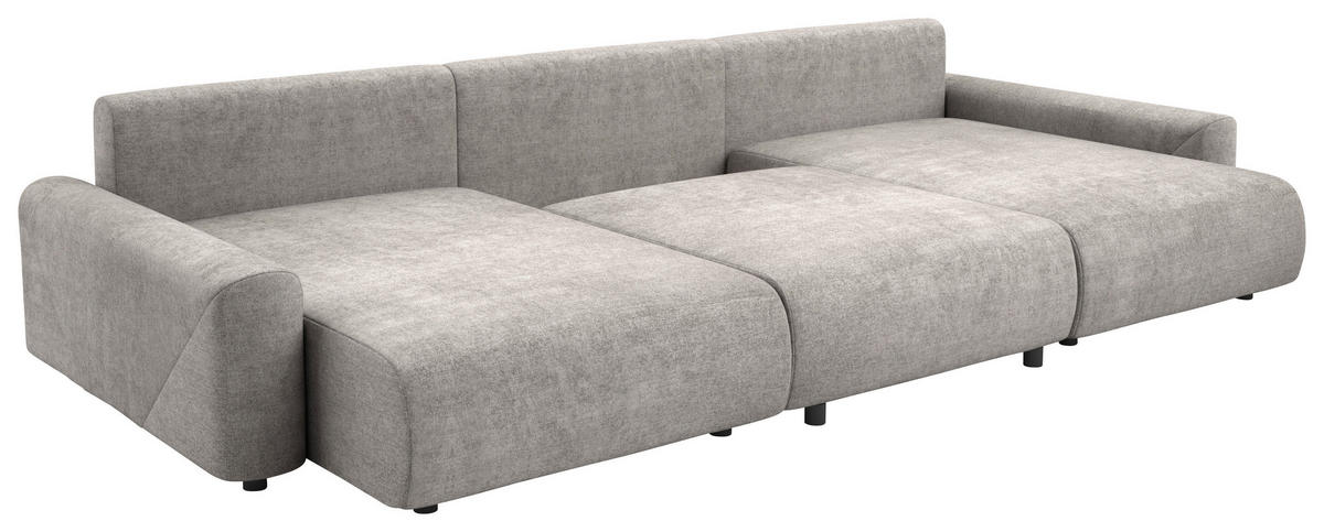 Wohnlandschaft inkl.Funktionen Grau Webstoff  - Schwarz/Grau, MODERN, Kunststoff/Textil (168/337/168cm)