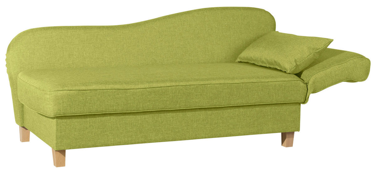 RÉCAMIERE in Flachgewebe Hellgrün  - Buchefarben/Hellgrün, Design, Holz/Textil (190/88/82cm) - Max Winzer