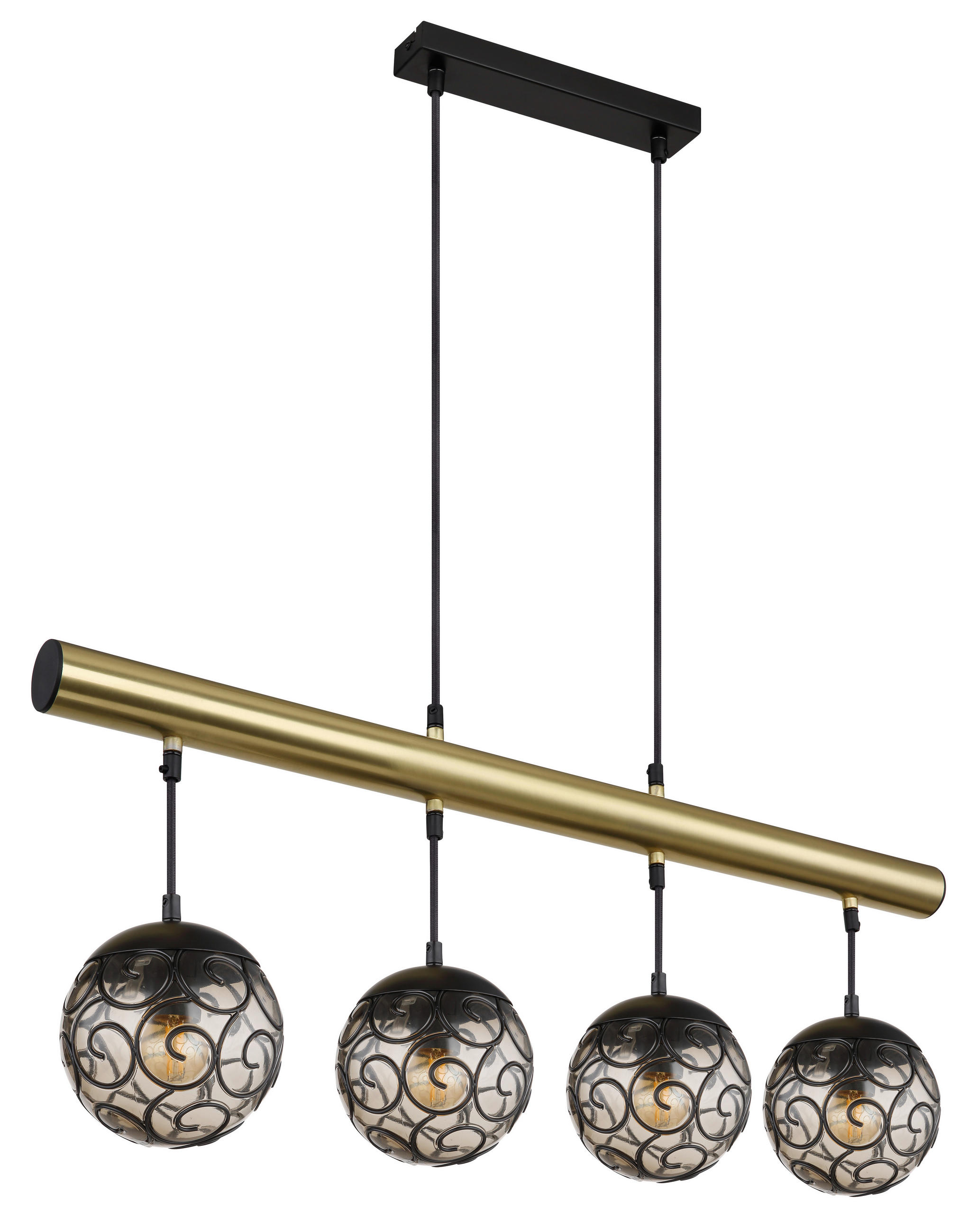 HÄNGELEUCHTE 90/15/120 cm    - Goldfarben/Schwarz, Konventionell, Kunststoff/Metall (90/15/120cm) - Globo