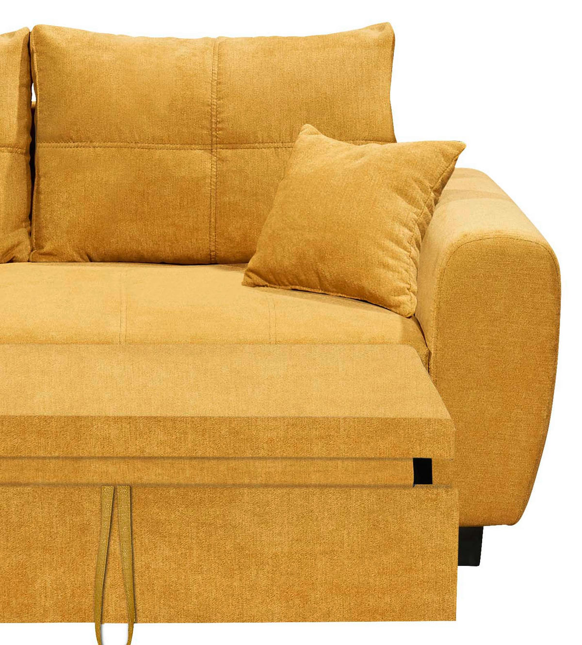 ECKSOFA in Mikrovelours Gelb  - Gelb/Schwarz, Basics, Holzwerkstoff/Kunststoff (176/248cm) - MID.YOU