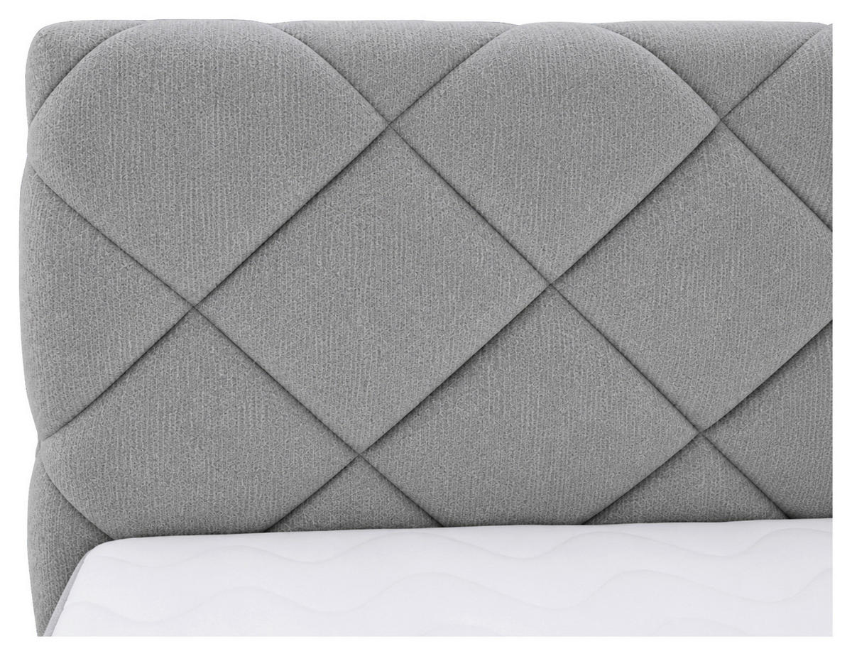 BOXBETT 180/200 cm,  in Silberfarben, gepolstertes Kopfteil, Bettkasten, Topper, Matratzen, H3 + H3 = fest  - Silberfarben/Schwarz, Design, Kunststoff/Textil (180/200cm) - Chameo