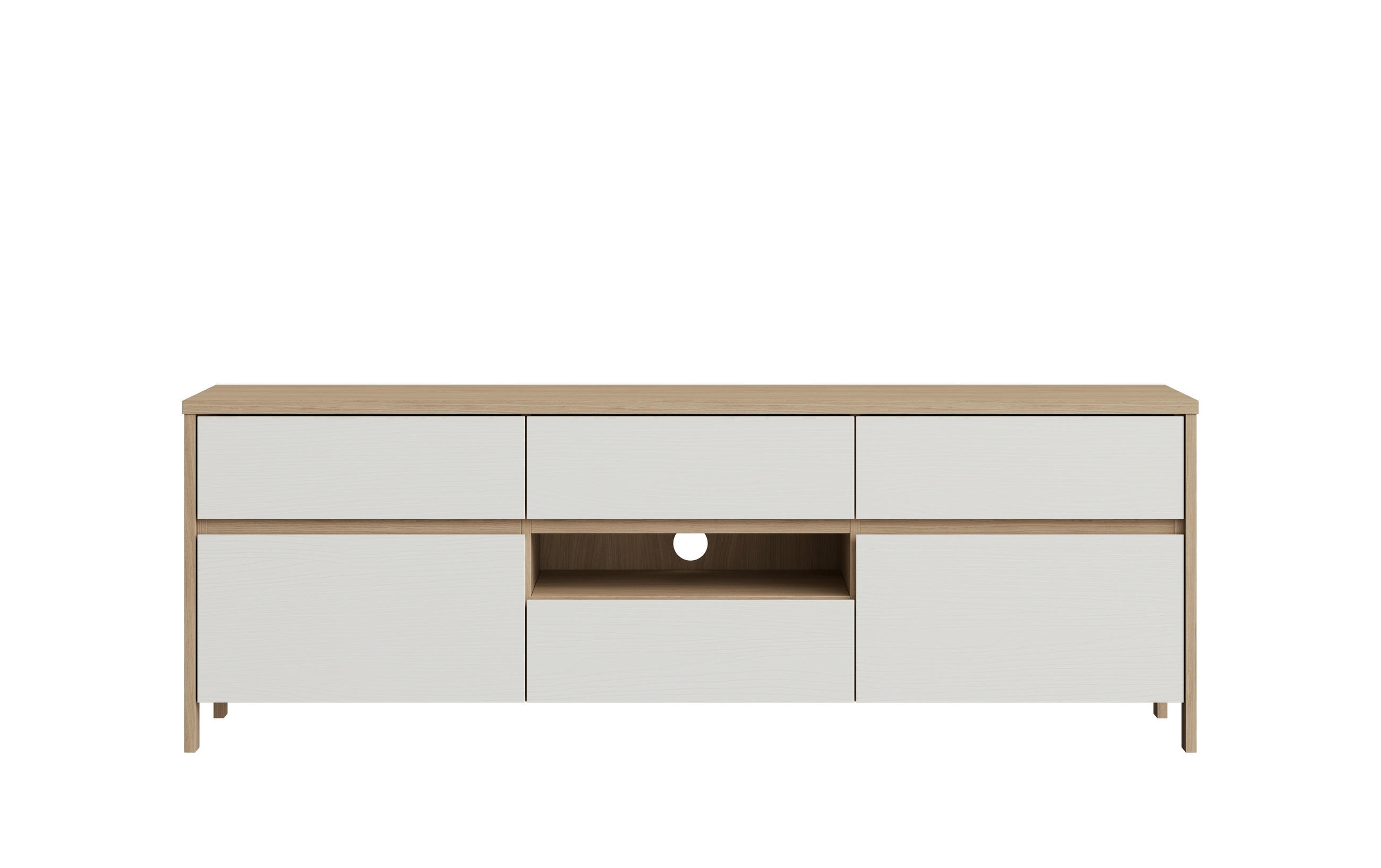 LOWBOARD  164/58/39 cm 4 Schublade(n) erweiterbar, Typenauswahl, stehend  - Eichefarben/Weiß, Design, Holzwerkstoff (164/58/39cm) - MID.YOU