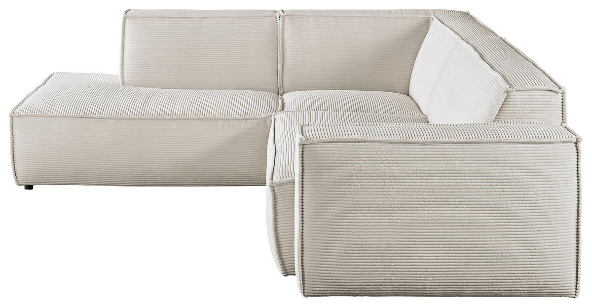 ECKSOFA in Cord Weiss  - Weiss/Schwarz, Konventionell, Kunststoff/Textil (224/254cm) - Hom`in