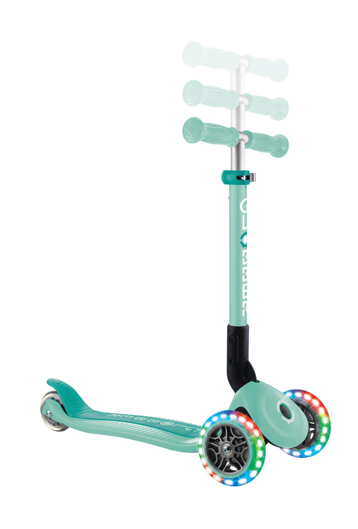 KINDERSCOOTER JUNIOR FOLDABLE LIGHTS  - Mintgrün, Basics, Kunststoff (56/28.6/68cm) - GLOBBER
