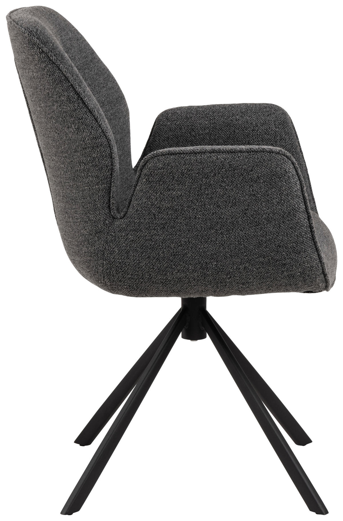 STOLICA S NASLONOM ZA RUKE  antracit  tekstil      - crna/antracit, Design, tekstil/metal (60,5/91/62cm) - MID.YOU