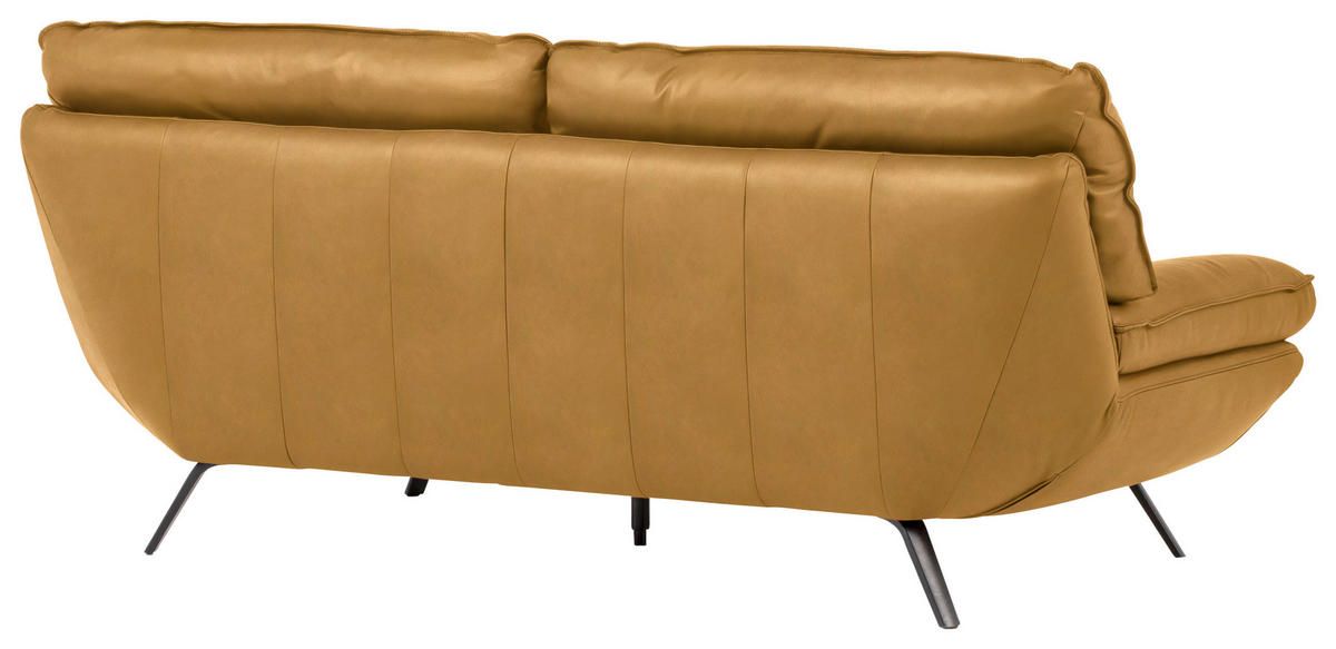 2,5-SITZER in Leder Currygelb  - Currygelb/Schwarz, Design, Leder/Metall (206/94/95cm) - Celina