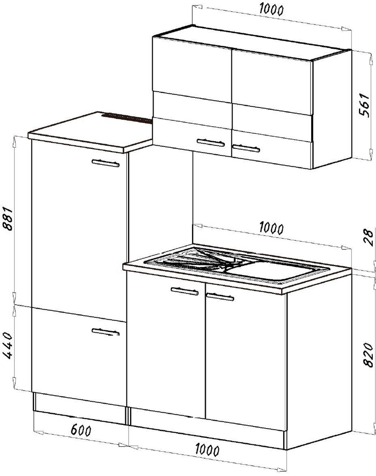 KÜCHENBLOCK 160 cm   in Eichefarben  - Edelstahlfarben/Eichefarben, Basics, Holzwerkstoff/Metall (160cm) - Respekta