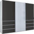 SCHWEBETÜRENSCHRANK 3-türig Schlammfarben, Weiß - Chromfarben/Schlammfarben, Design, Glas/Holzwerkstoff (250/217/67cm) - Novel