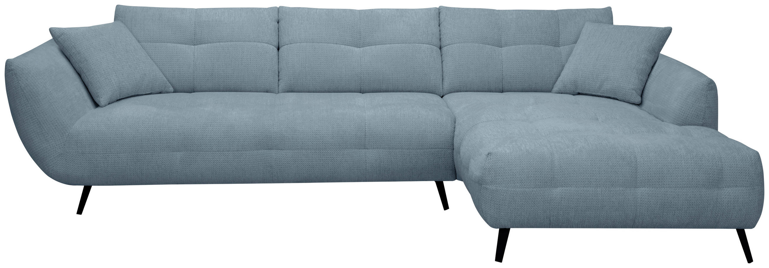 ECKSOFA Blaugrau Chenille Armlehnenkissen, Rücken echt, Sitztiefenverstellung  - Blaugrau/Schwarz, KONVENTIONELL, Textil/Metall (320/215cm) - Hom`in