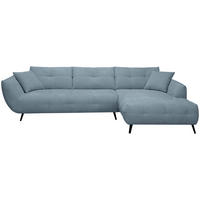 ECKSOFA 320/215 cm  in Chenille Blaugrau Armlehnenkissen, Rücken echt, Sitztiefenverstellung  320/215 cm  - Blaugrau/Schwarz, KONVENTIONELL, Textil/Metall (320/215cm) - Hom`in