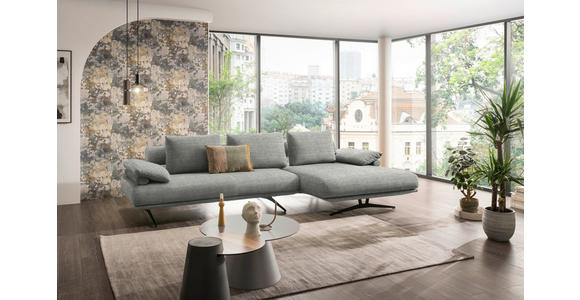 ECKSOFA in Chenille Hellgrau 334/168 cm - Hellgrau/Schwarz, Design, Textil/Metall (334/168cm) - Dieter Knoll