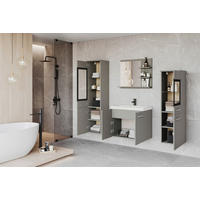 BADEZIMMER 5-teilig  in  - Hellgrau/Weiß, LIFESTYLE, Glas/Keramik (120,4/131,5/34,5cm) - P & B