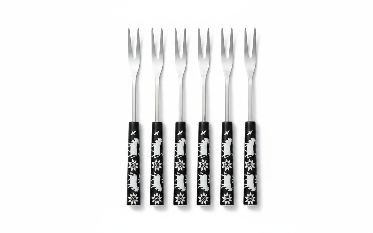 FONDUEGABEL-SET Heidi Cheese Line: Alpen  - Silberfarben/Schwarz, Basics, Kunststoff/Metall (12/29/2cm) - Heidi Cheese Line