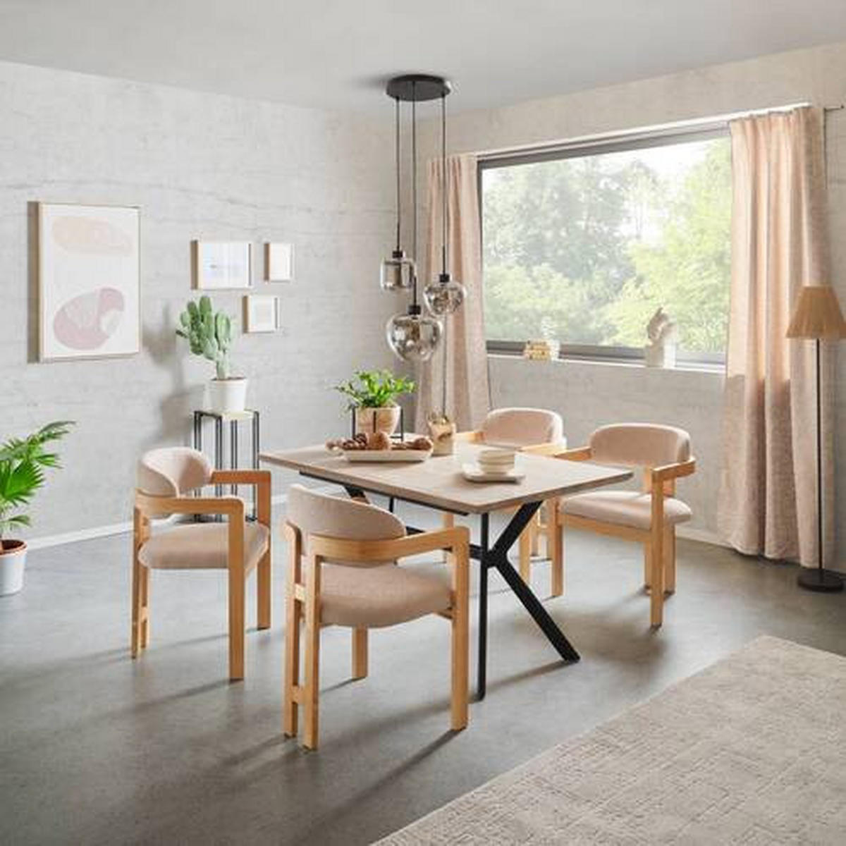ARMLEHNSTUHL  in Leinenoptik  - Hellbraun/Eichefarben, MODERN, Holz/Textil (60/80/52cm) - MID.YOU