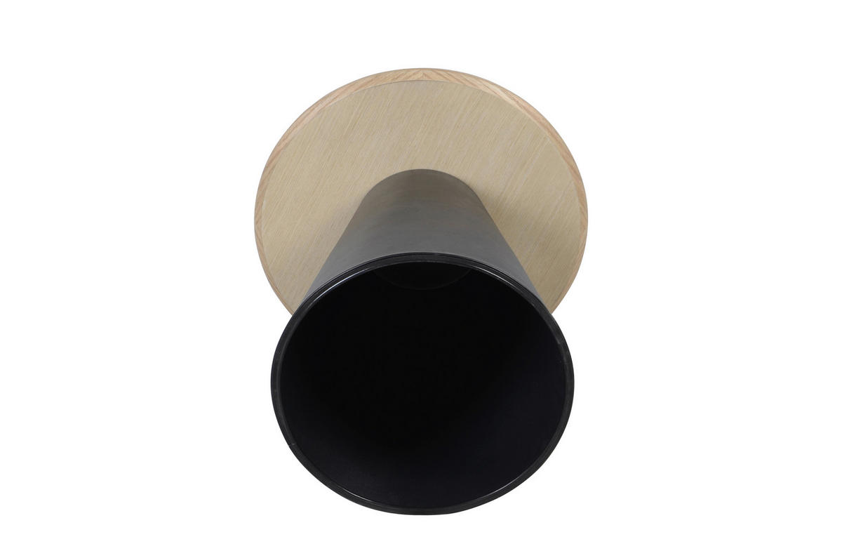 BEISTELLTISCH 50/50/48 cm Eiche furniert Schwarz, Eichefarben rund  - Eichefarben/Schwarz, KONVENTIONELL, Holz/Metall (50/50/48cm) - Stylife