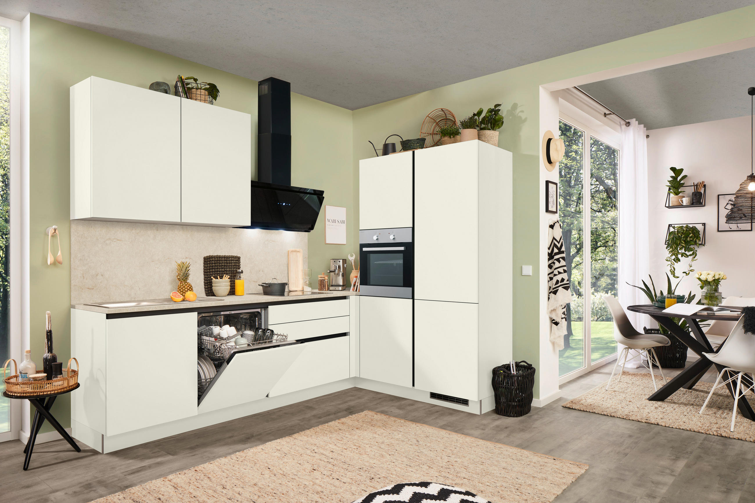 ECKKÜCHE 276/183 cm  in Magnolie  - Magnolie, Basics, Holzwerkstoff (276/183cm) - Welnova