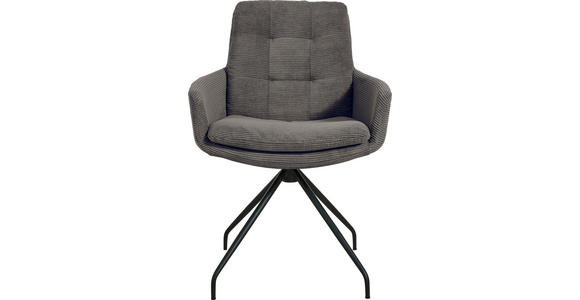 ARMLEHNSTUHL  Stoffauswahl, Typenauswahl, Sitzfläche 360° drehbar, Gestellauswahl Cord  - Anthrazit/Schwarz, Design, Textil/Metall (63/90/69cm) - Johann Jakob