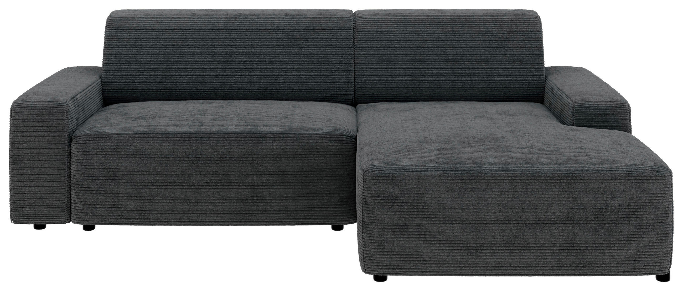 ECKSOFA in Cord Dunkelgrau - Dunkelgrau/Schwarz, Modern, Kunststoff/Textil (246/162cm) - Trendmanufaktur