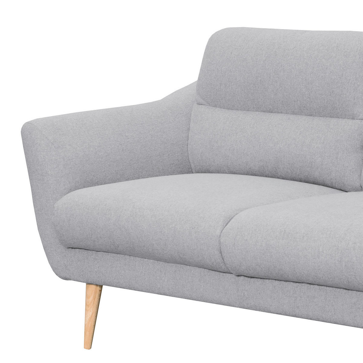 2-SITZER-SOFA in Webstoff Hellgrau  - Buchefarben/Hellgrau, Design, Holz/Textil (158/87/88cm) - Livetastic