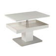 COUCHTISCH ESG 90/60/43,5-61,5 cm rechteckig Weiß, Edelstahlfarben  - Edelstahlfarben/Weiß, Design, Glas/Holzwerkstoff (90/60/43,5-61,5cm) - Venda