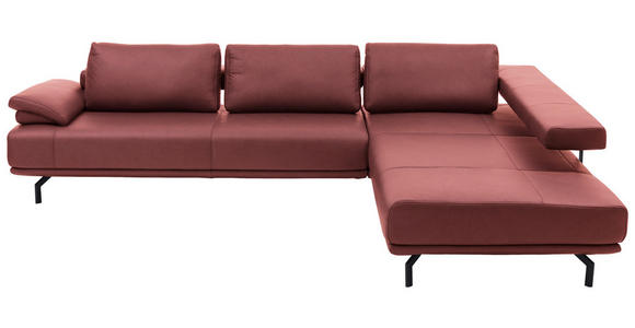 ECKSOFA in Echtleder Weinrot  - Anthrazit/Weinrot, Design, Leder/Metall (325/255cm) - Dieter Knoll