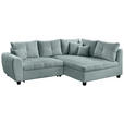 ECKSOFA Mintgrün Plüsch Zierkissen, Rückenkissen, Schlaffunktion, Rücken echt  - Schwarz/Mintgrün, KONVENTIONELL, Kunststoff/Textil (249/175cm) - Carryhome