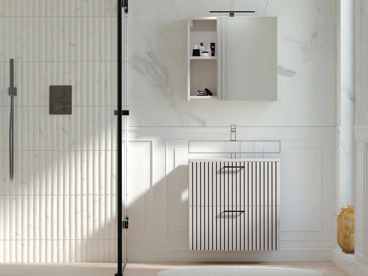 BADEZIMMER  in 60 cm  - Kaschmir/Schwarz, Trend, Glas/Holzwerkstoff (60cm) - Respekta