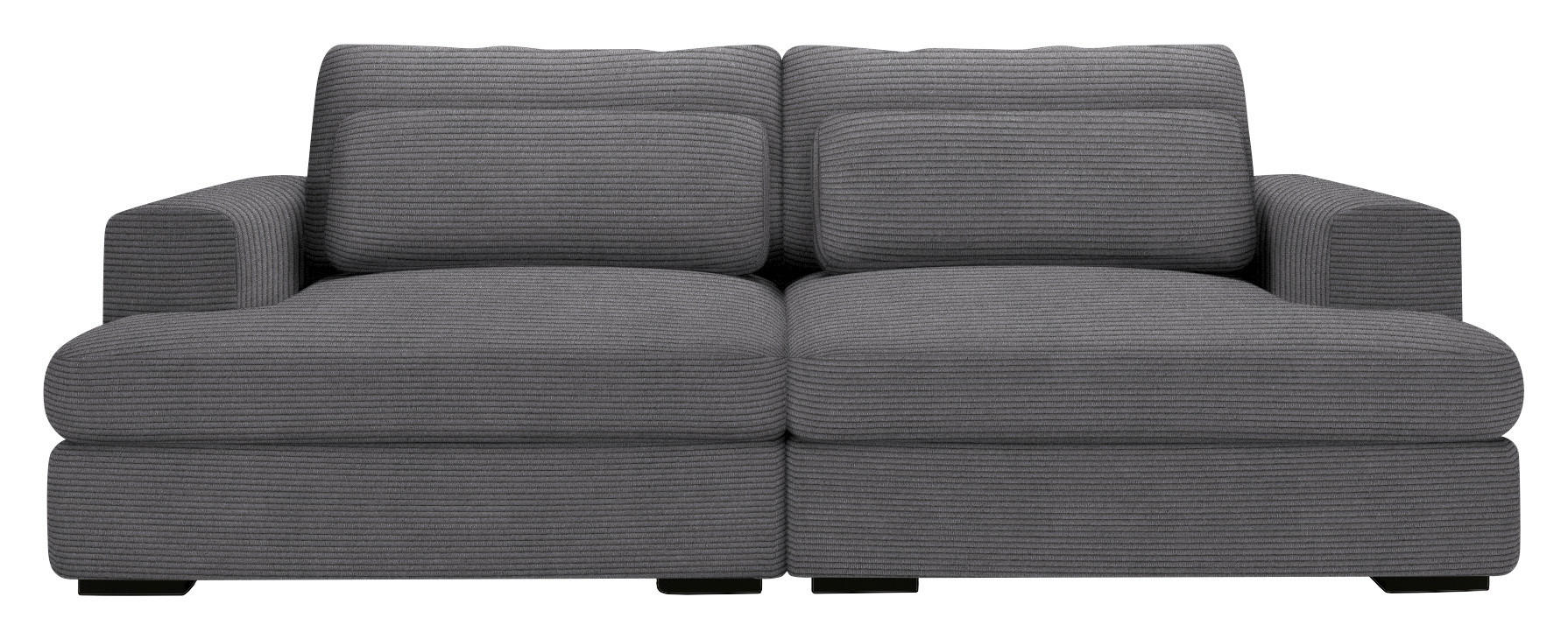 BIGSOFA in Cord Grau  - Schwarz/Grau, Design, Textil (223/80/158cm) - Lomoco