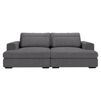 BIGSOFA in Cord Grau  - Schwarz/Grau, Design, Textil (223/80/158cm) - Lomoco
