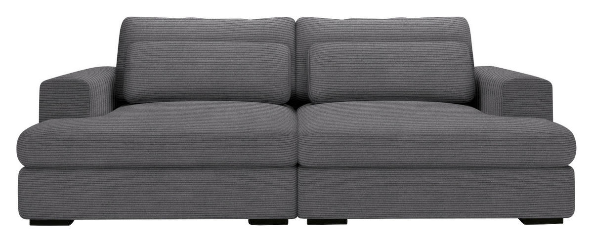BIGSOFA in Cord Grau  - Schwarz/Grau, Design, Textil (223/80/158cm) - Lomoco